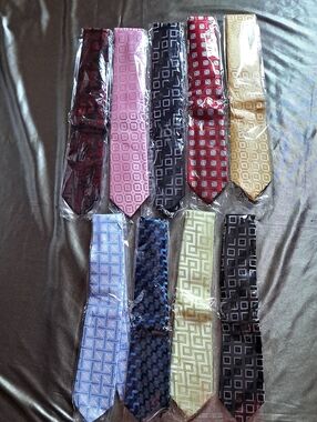 Men's Geometric Pattern Necktie - Assorted Colors 100% Polyester